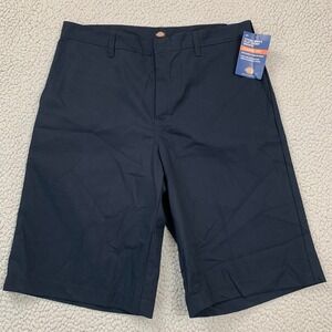 Dickies Flat Front Shorts Young Mens 34 Navy Blue Classic Fit Stain Release NWT